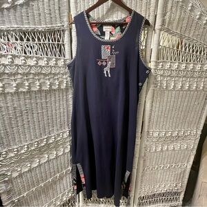 Vtg NAPA VALLEY Embroidered‎ Jumper Womens XL Maxi Dress Sleeveless Cottagecore